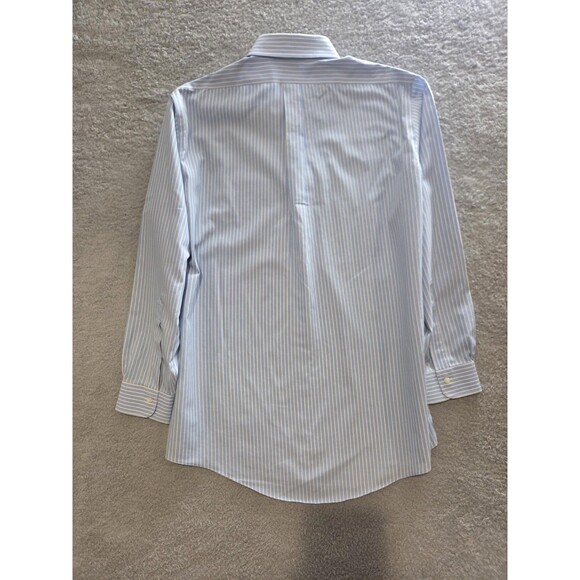 Brooks Brothers Shirt Mens 16.5 Blue Striped Traditional Non-Iron Button Down - Picture 5 of 6